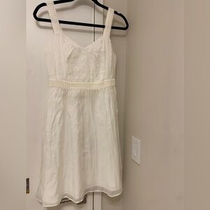 Loft embroidered white dress. Size 0